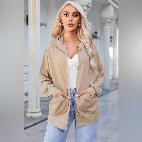 Zip-Up Hooded Jacket with Pockets - Picture 1 of 3